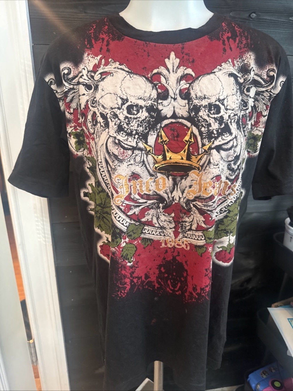 Vintage Rare JNCO Mens TShirt Graphic Skull Gothic y2k size M READ